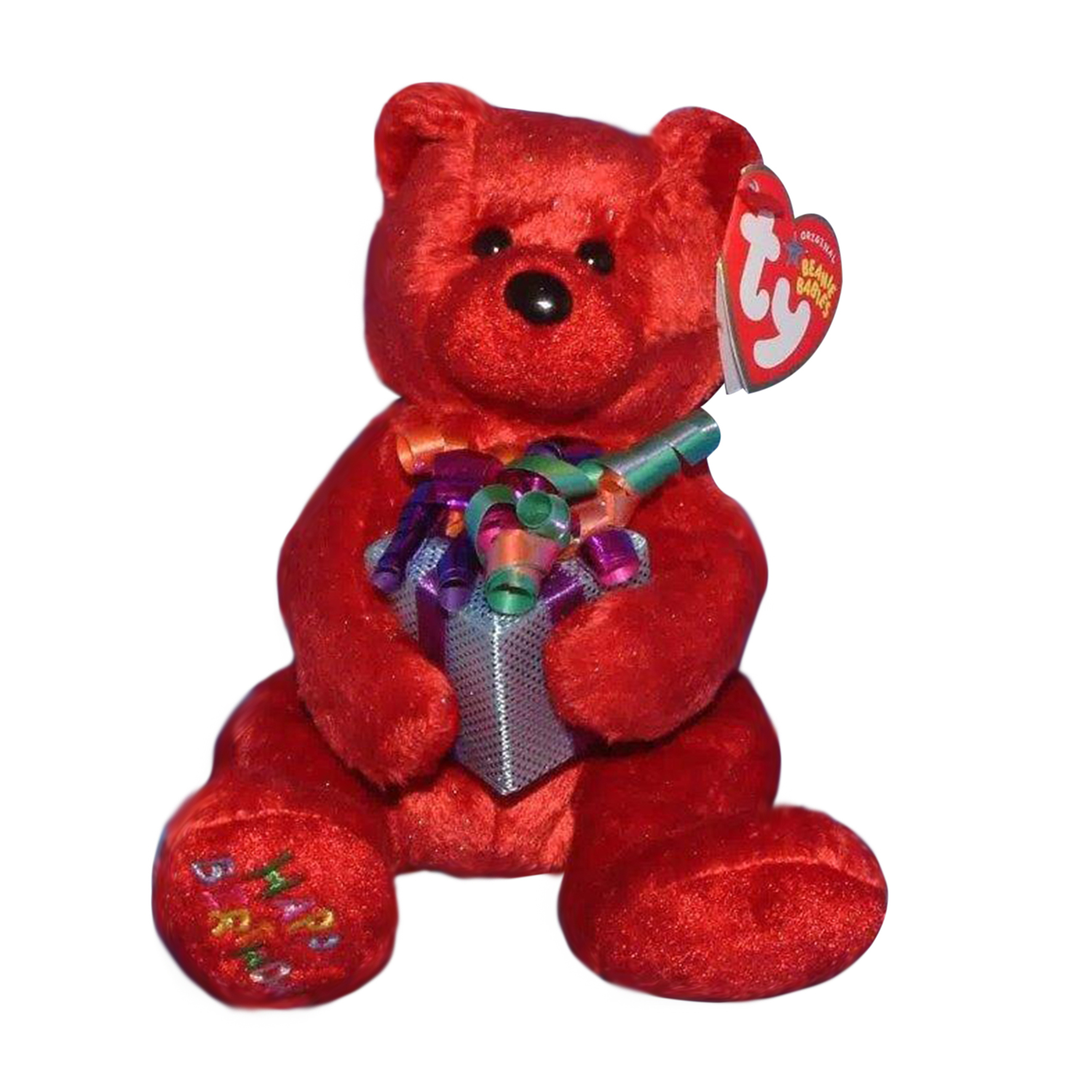 Ty Beanie Baby Happy birthday red package MWMT (Bear w/ present) eBay